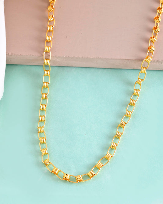 VOJ Gold-Polished Linked Chain For Men - Swadesiicart