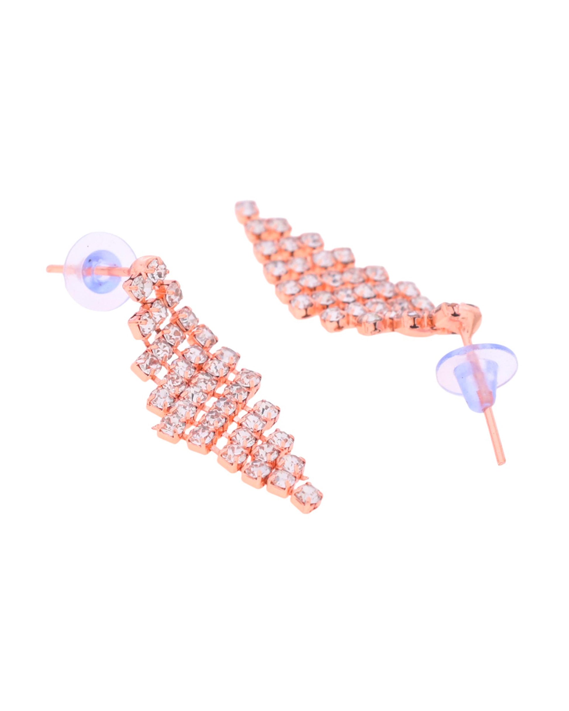 VOJ Rose Gold-Polished Stone Studded Jewellery Set - Swadesiicart