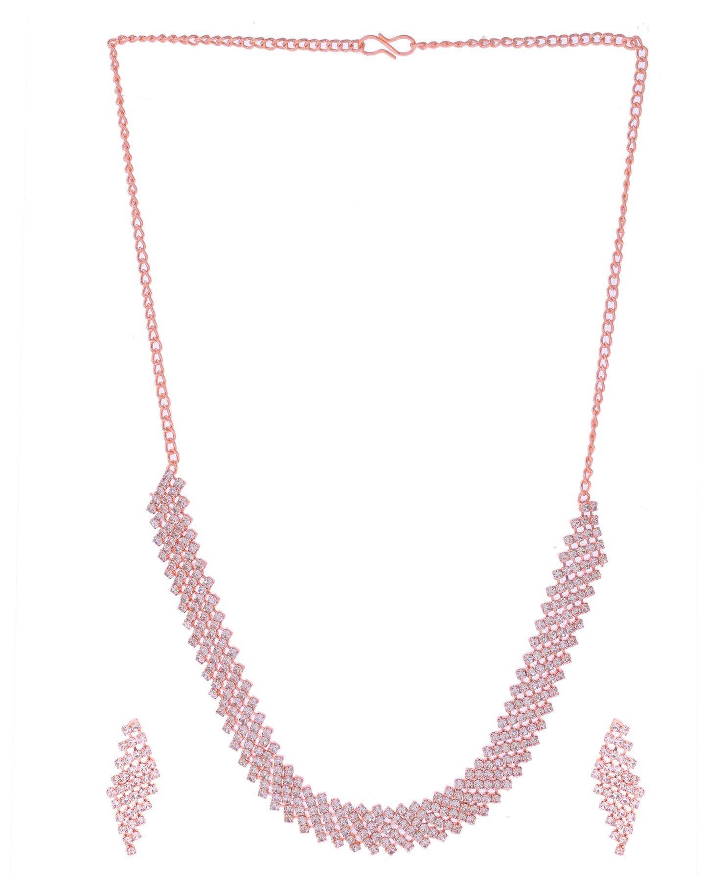 VOJ Rose Gold-Polished Stone Studded Jewellery Set - Swadesiicart