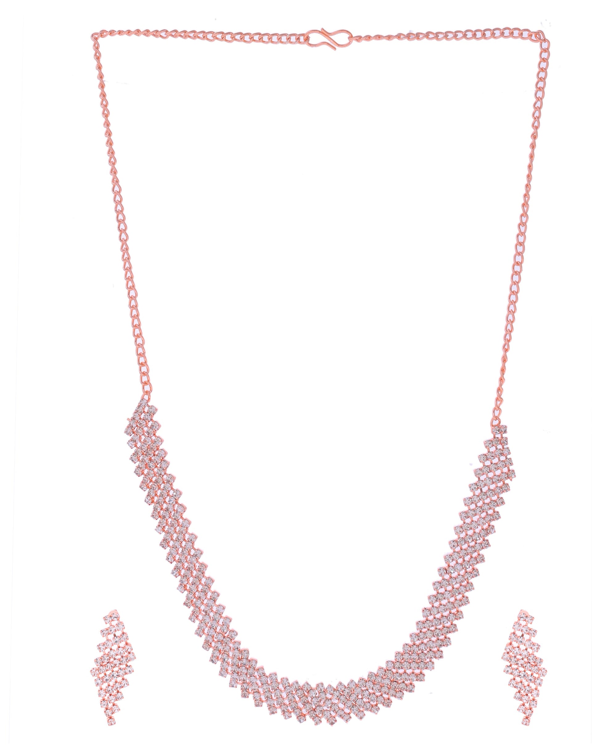 VOJ Rose Gold-Polished Stone Studded Jewellery Set - Swadesiicart
