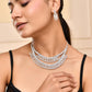 VOJ Silver Plated Stone Studded Circular Mutli Layer Necklace Set - Swadesiicart