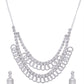VOJ Silver Plated Stone Studded Circular Mutli Layer Necklace Set - Swadesiicart
