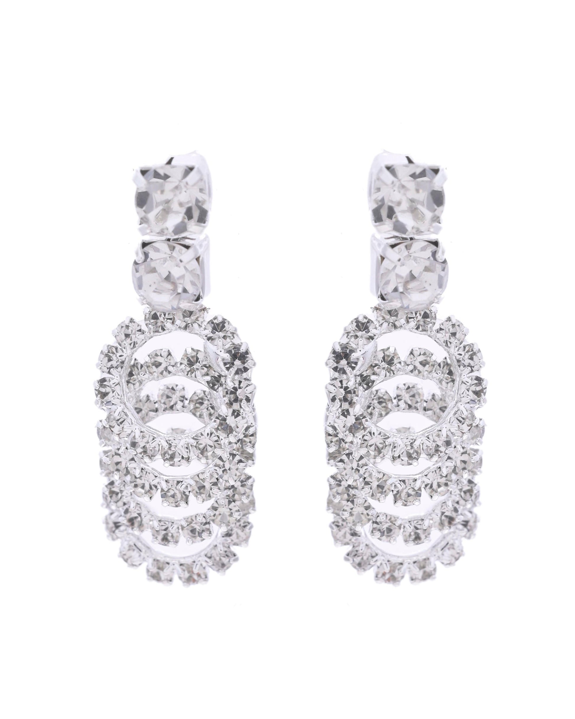 VOJ Silver Plated Stone Studded Circular Mutli Layer Necklace Set - Swadesiicart