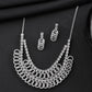 VOJ Silver Plated Stone Studded Circular Mutli Layer Necklace Set - Swadesiicart