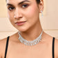 VOJ Silver Plated CZ Stone Studded Necklace Set - Swadesiicart