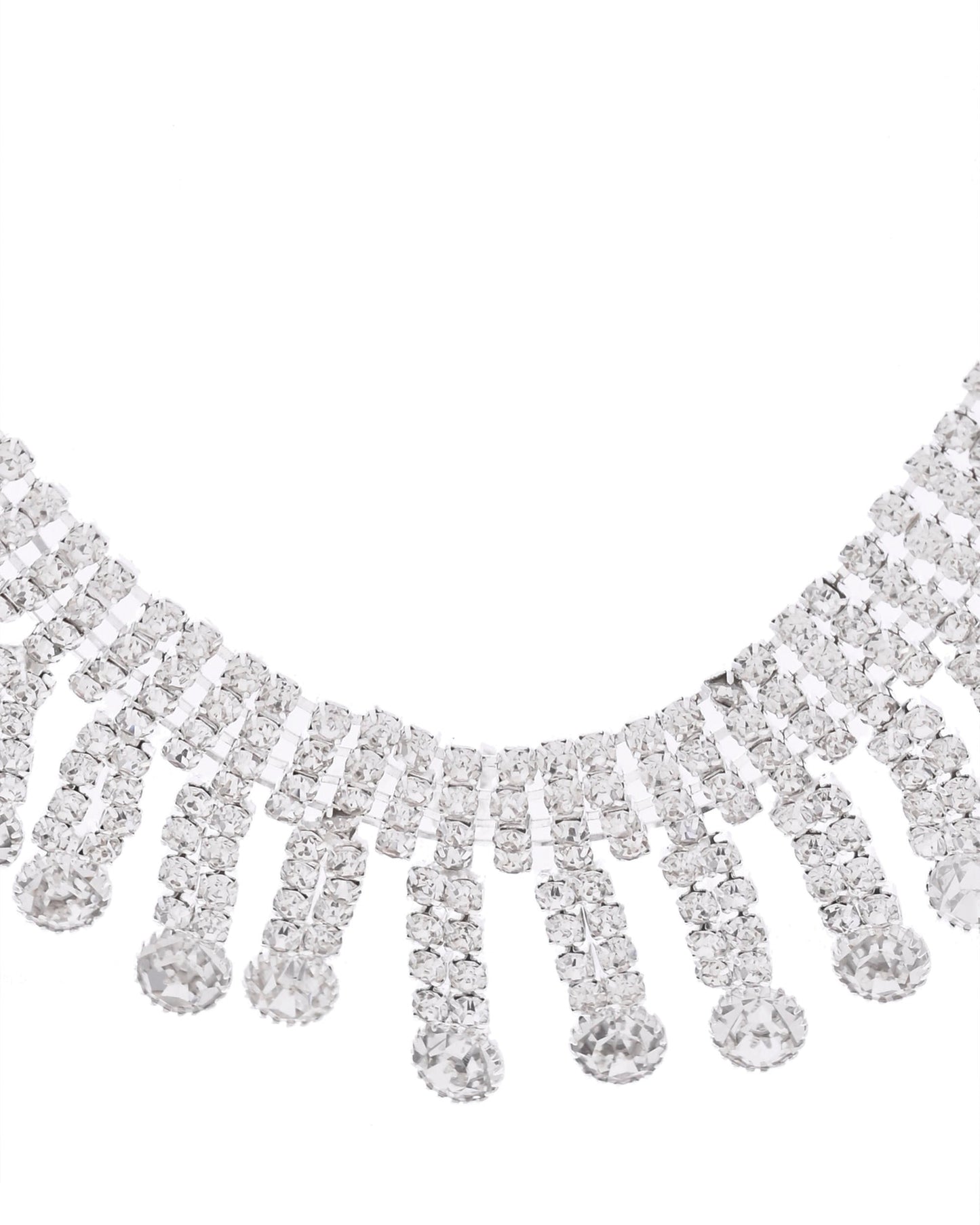 VOJ Silver Plated CZ Stone Studded Necklace Set - Swadesiicart