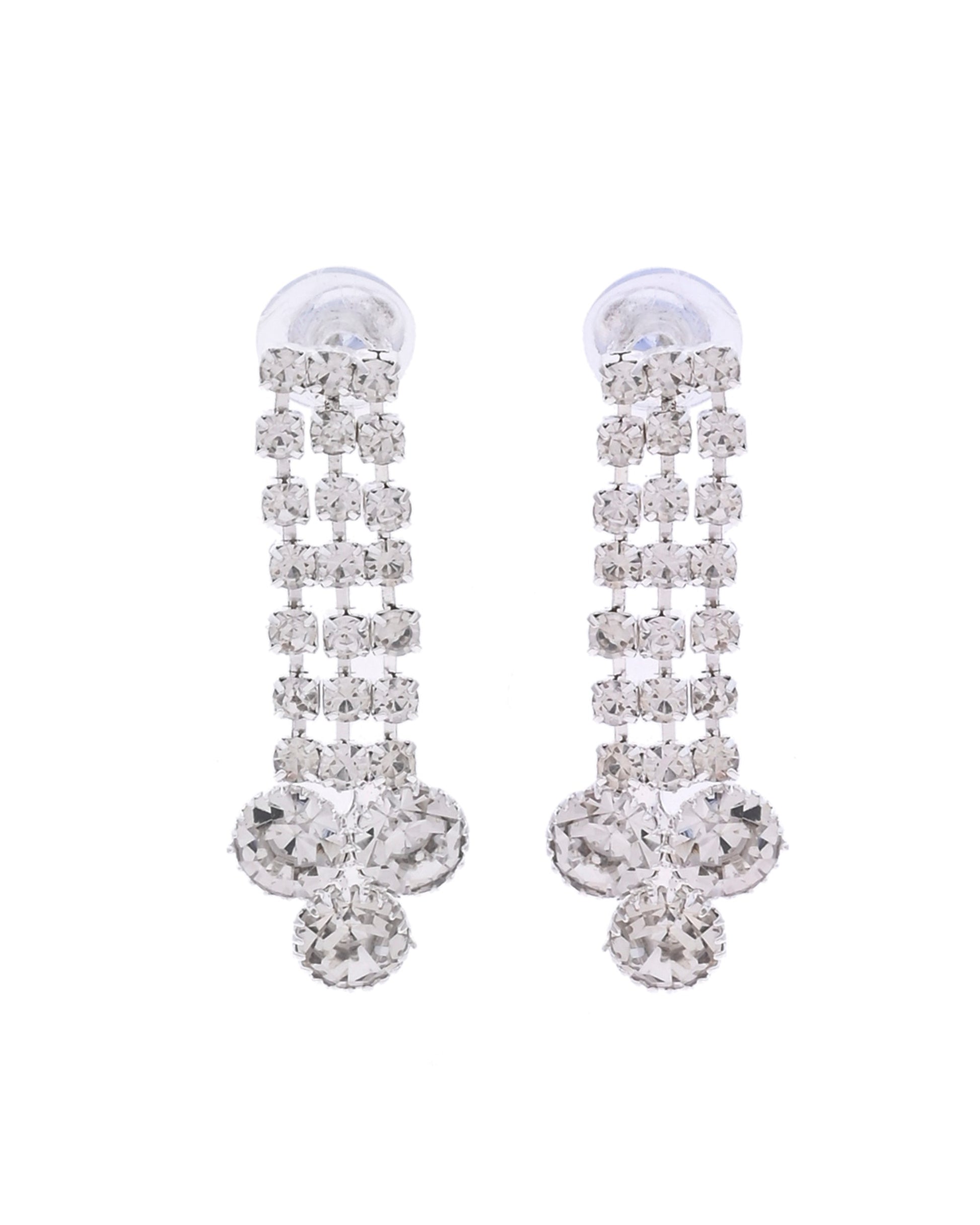 VOJ Silver Plated CZ Stone Studded Necklace Set - Swadesiicart