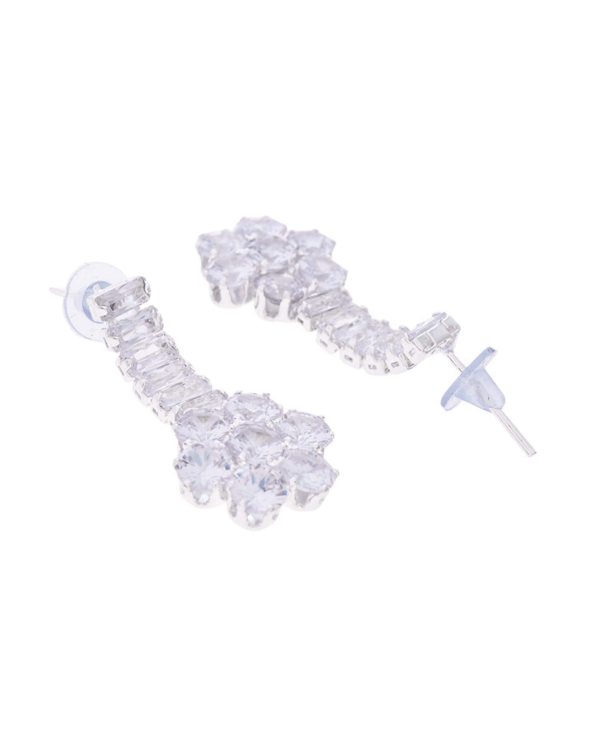 VOJ Silver Plated CZ Stone Studded Designer Jewellery Set - Swadesiicart