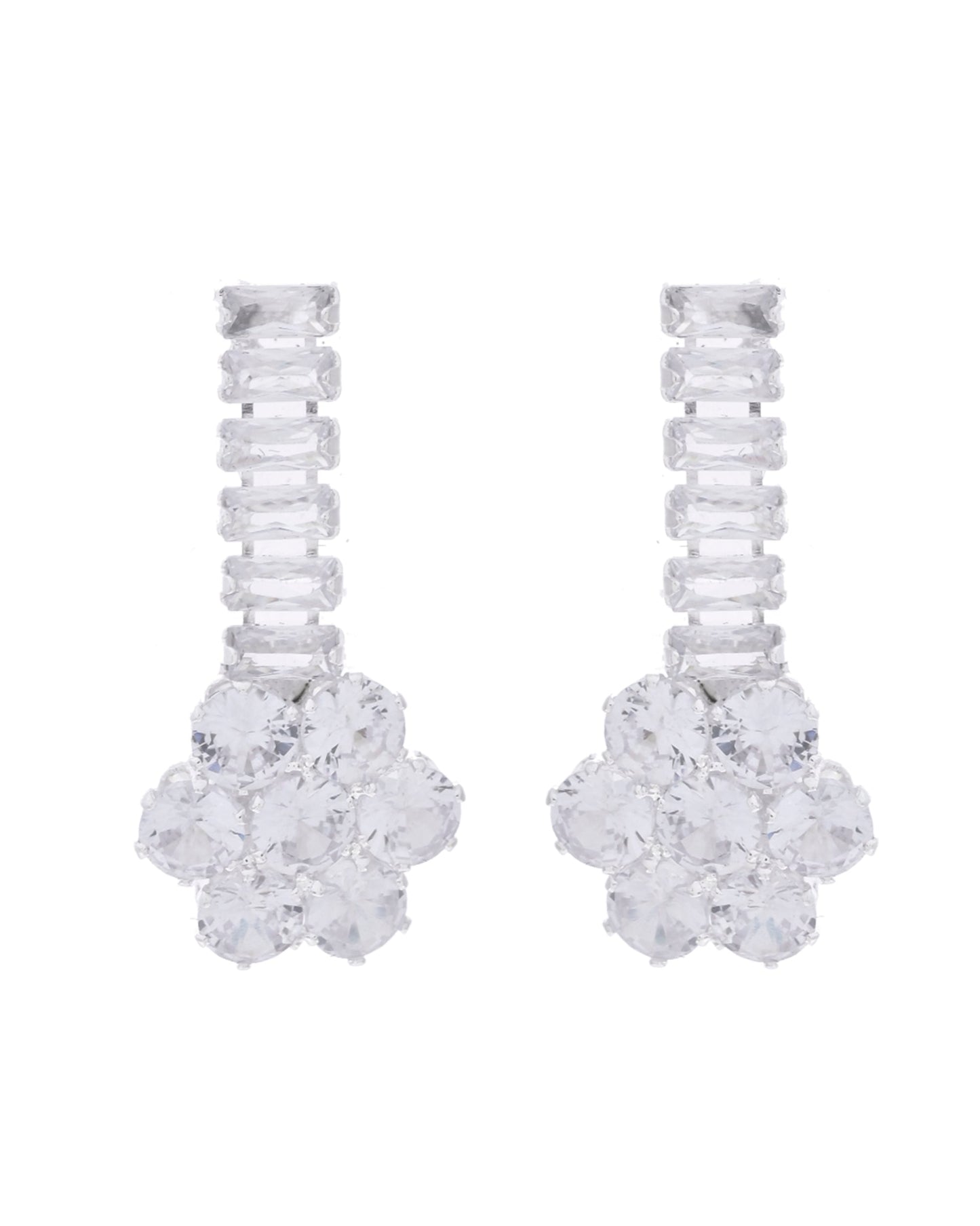 VOJ Silver Plated CZ Stone Studded Designer Jewellery Set - Swadesiicart