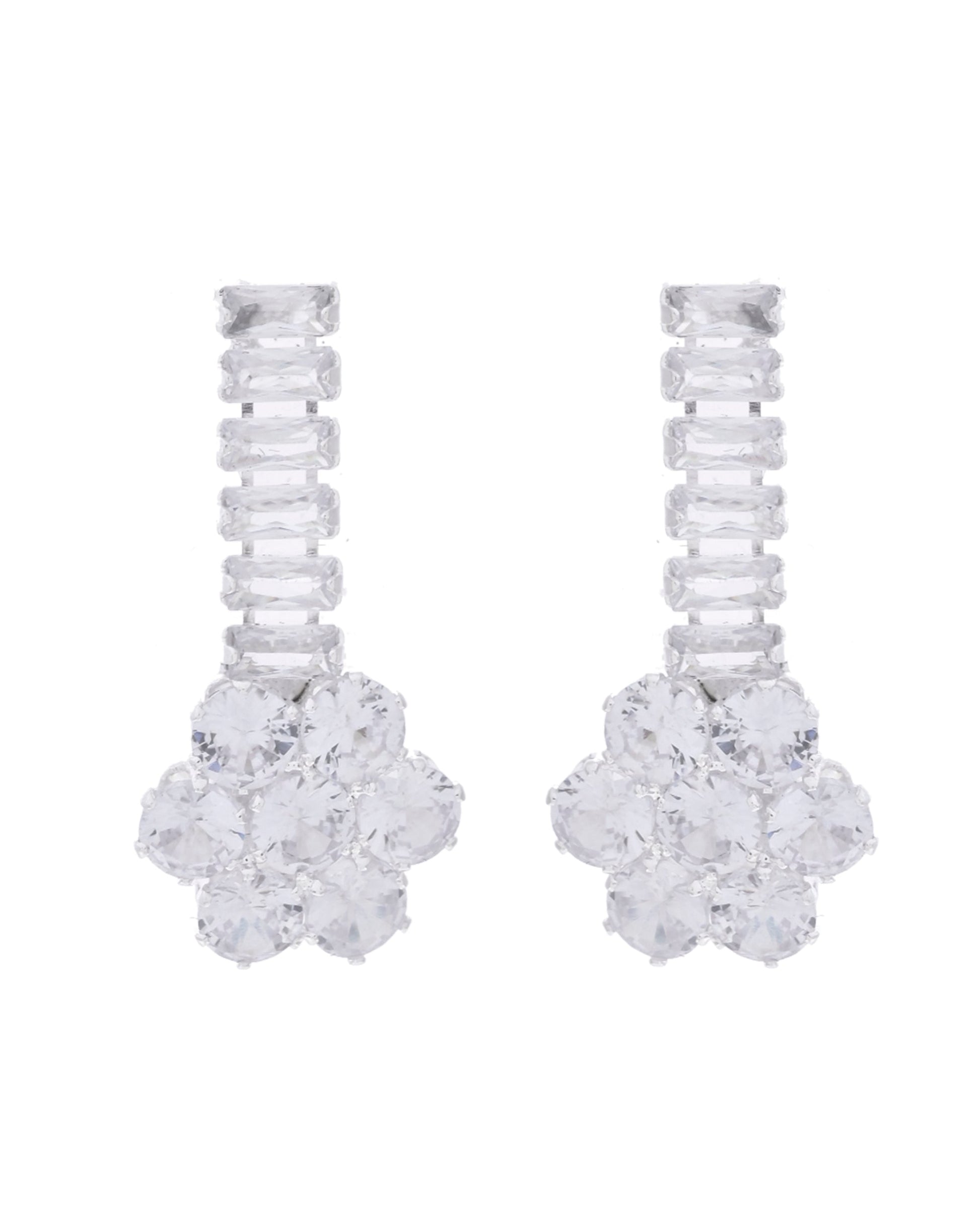 VOJ Silver Plated CZ Stone Studded Designer Jewellery Set - Swadesiicart
