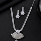VOJ Silver Plated CZ Stone Studded Designer Jewellery Set - Swadesiicart