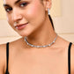 VOJ Silver Plated Pearl And Stone Studded Necklace Set - Swadesiicart