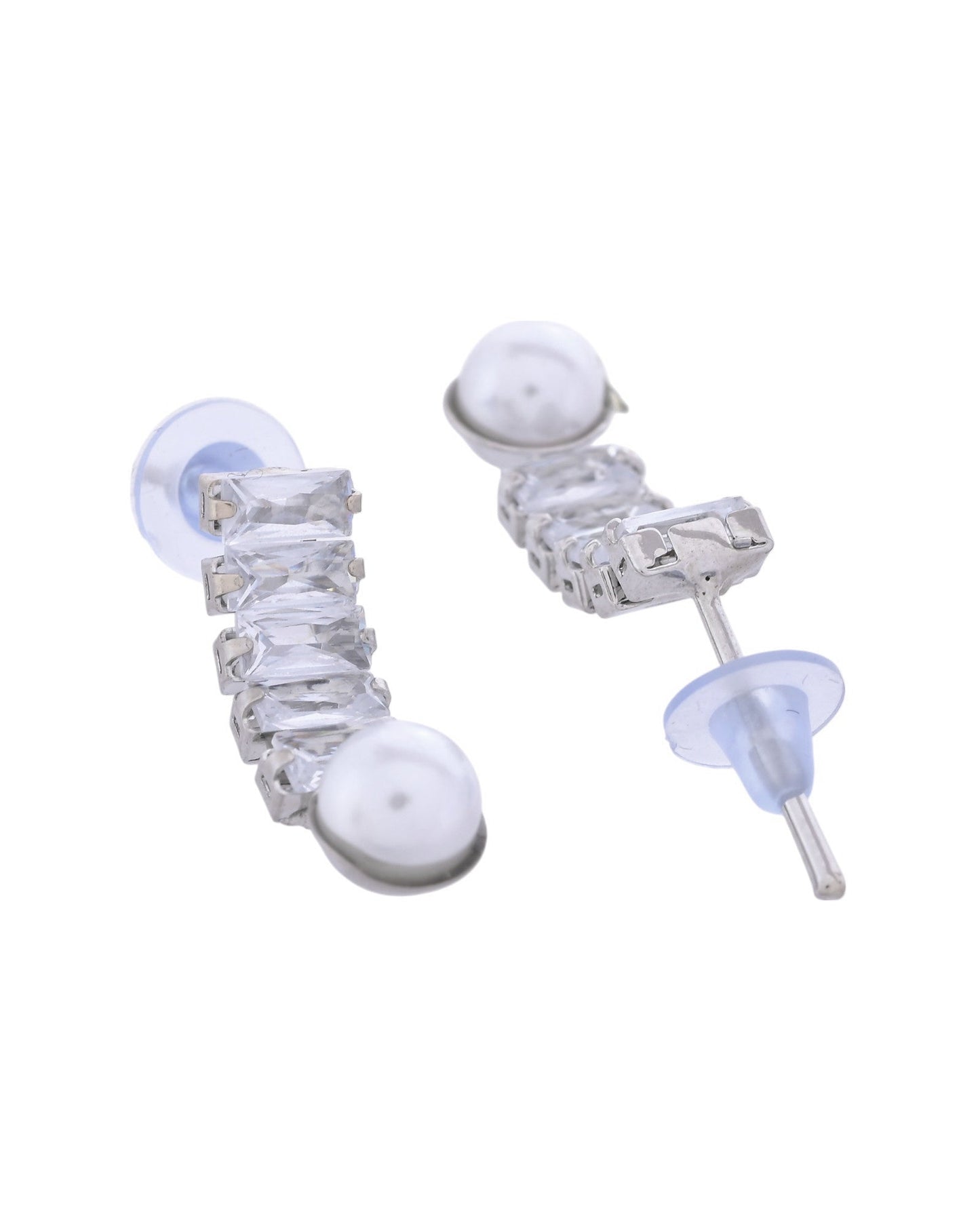 VOJ Silver Plated Pearl And Stone Studded Necklace Set - Swadesiicart