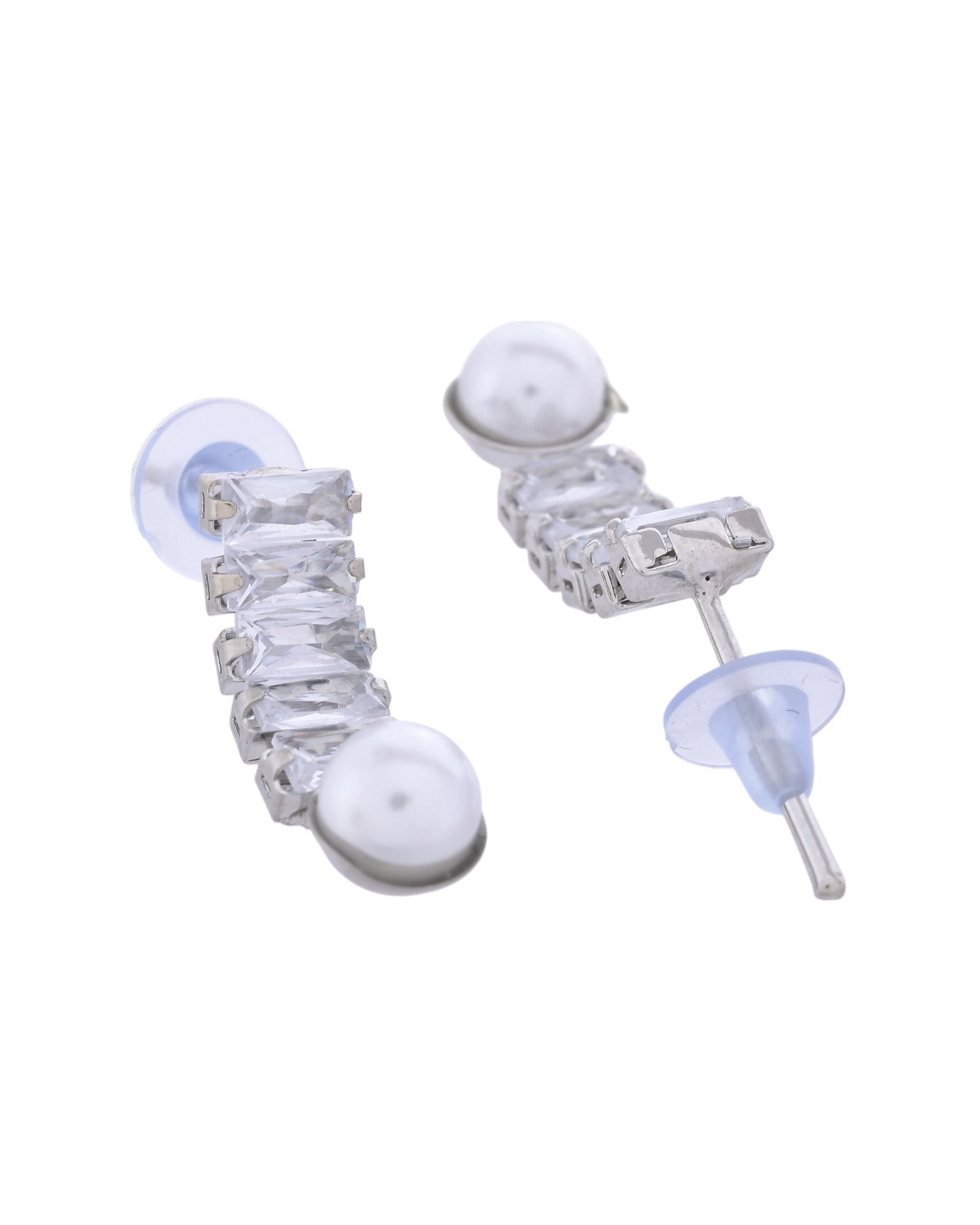 VOJ Silver Plated Pearl And Stone Studded Necklace Set - Swadesiicart