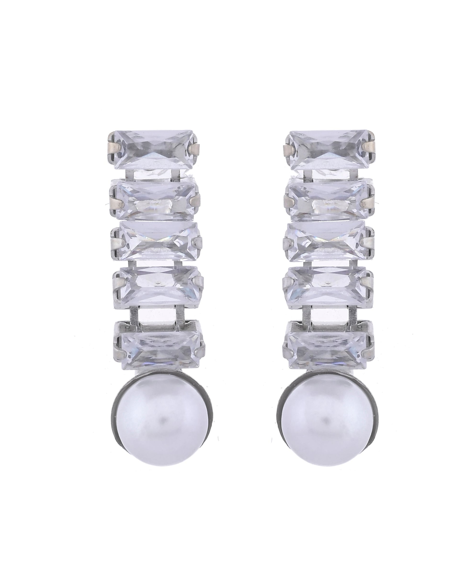 VOJ Silver Plated Pearl And Stone Studded Necklace Set - Swadesiicart