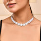 VOJ Silver Plated White Pearl And CZ Stone Choker Set - Swadesiicart