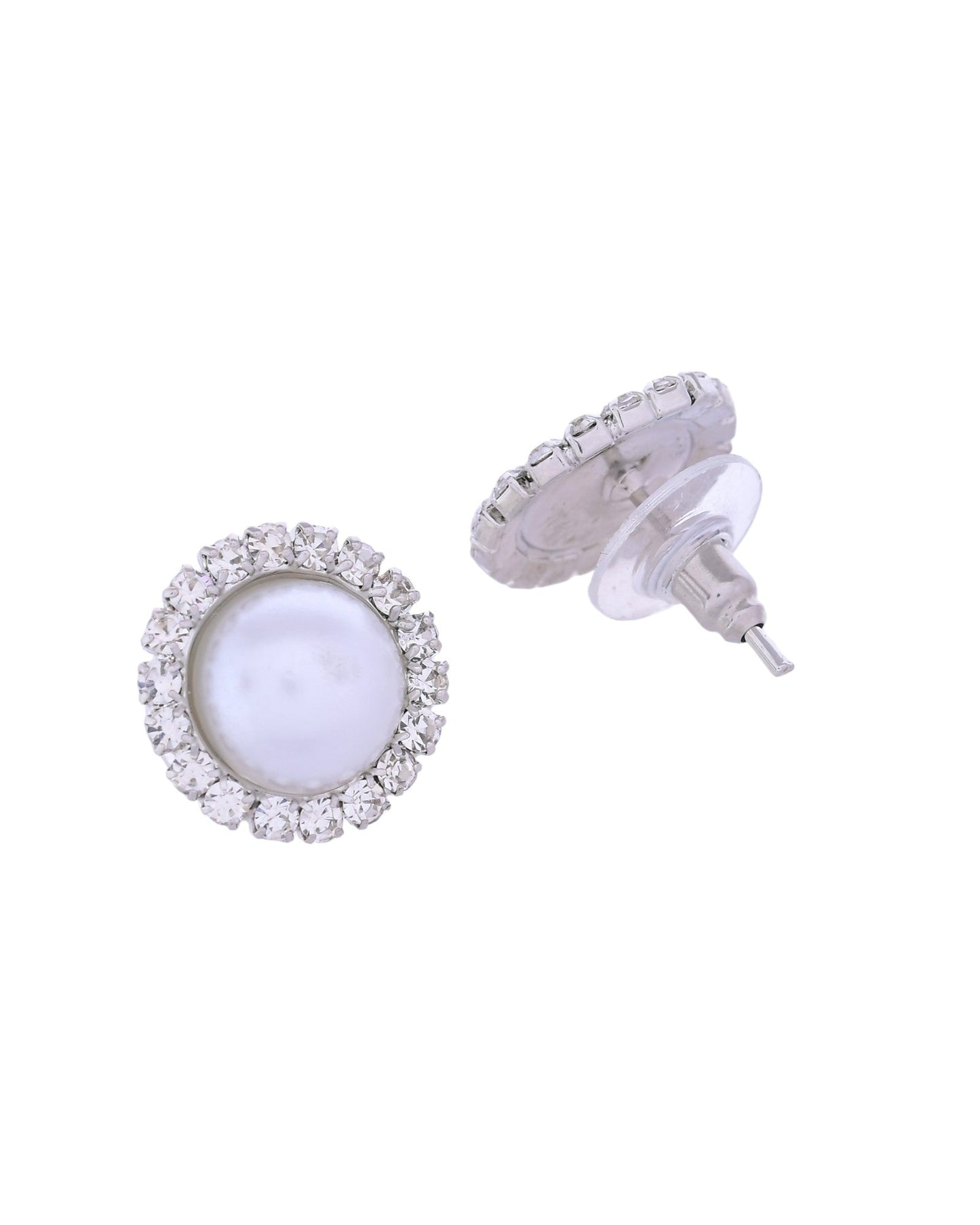 VOJ Silver Plated White Pearl And CZ Stone Choker Set - Swadesiicart