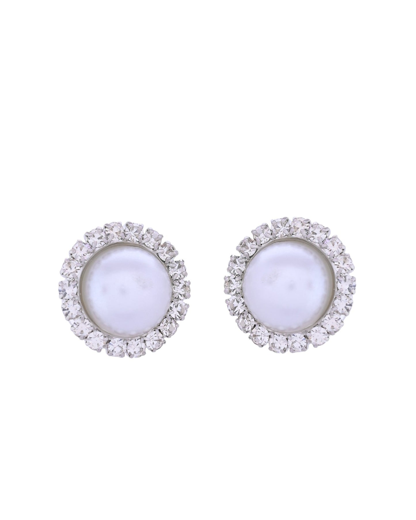 VOJ Silver Plated White Pearl And CZ Stone Choker Set - Swadesiicart
