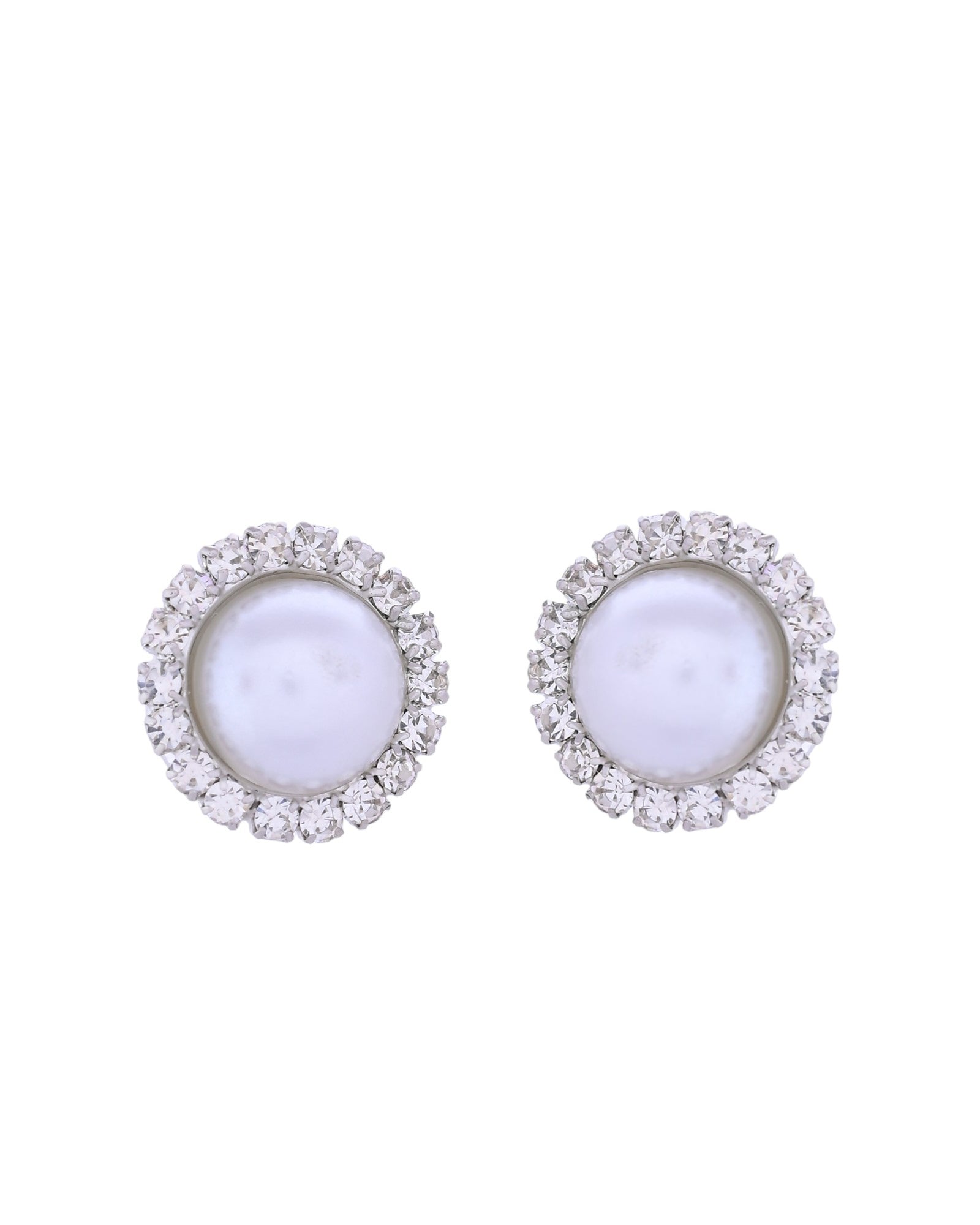 VOJ Silver Plated White Pearl And CZ Stone Choker Set - Swadesiicart