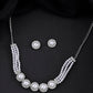 VOJ Silver Plated White Pearl And CZ Stone Choker Set - Swadesiicart