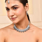 VOJ Oxidized Floral Designed Stone Studded Necklace Set - Swadesiicart