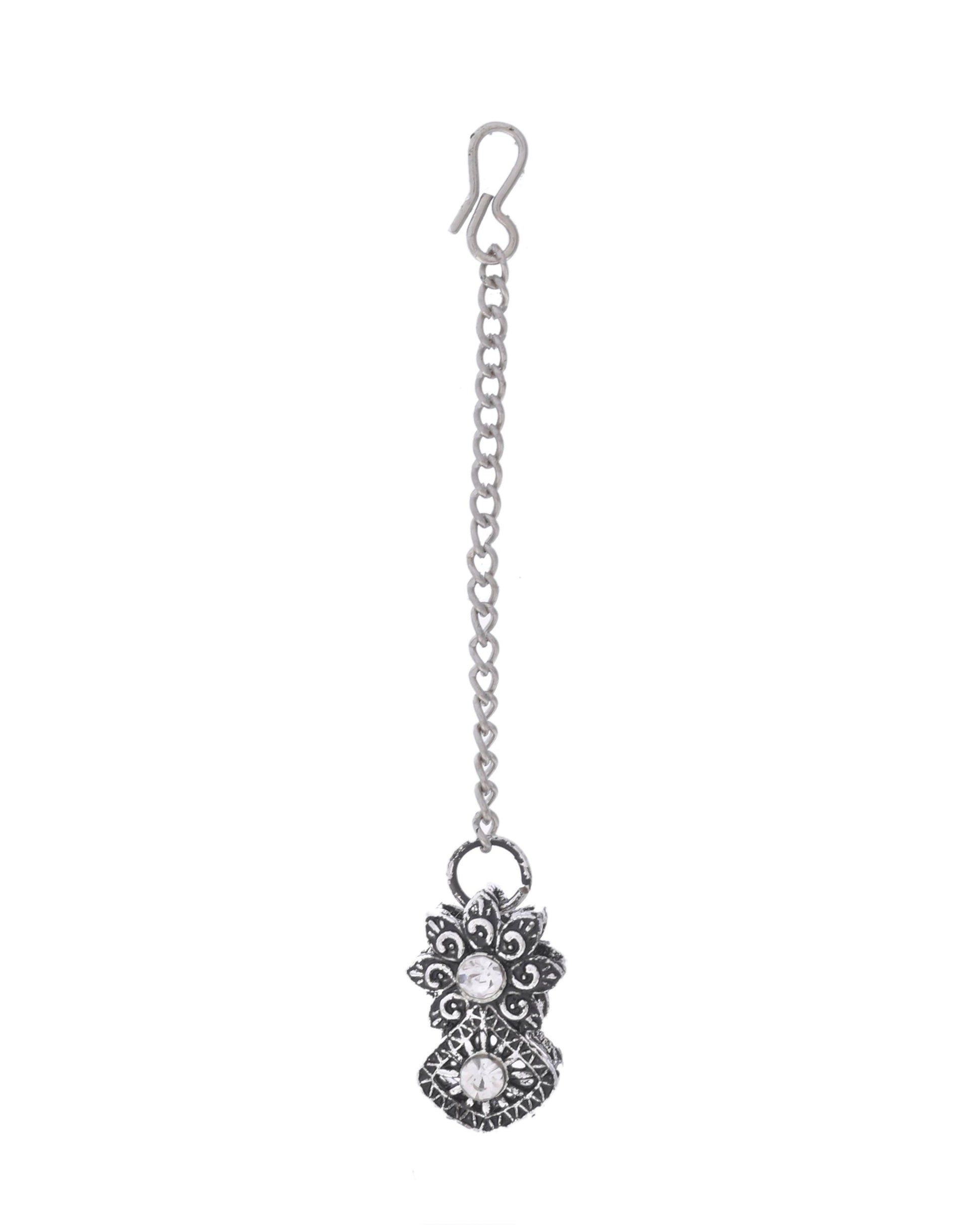 VOJ Oxidized Designer Stone Studded Jewellery Set - Swadesiicart