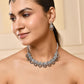VOJ Oxidized Floral Stone Studded Necklace With Earrings Set - Swadesiicart