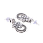 VOJ Oxidized Floral Stone Studded Necklace With Earrings Set - Swadesiicart