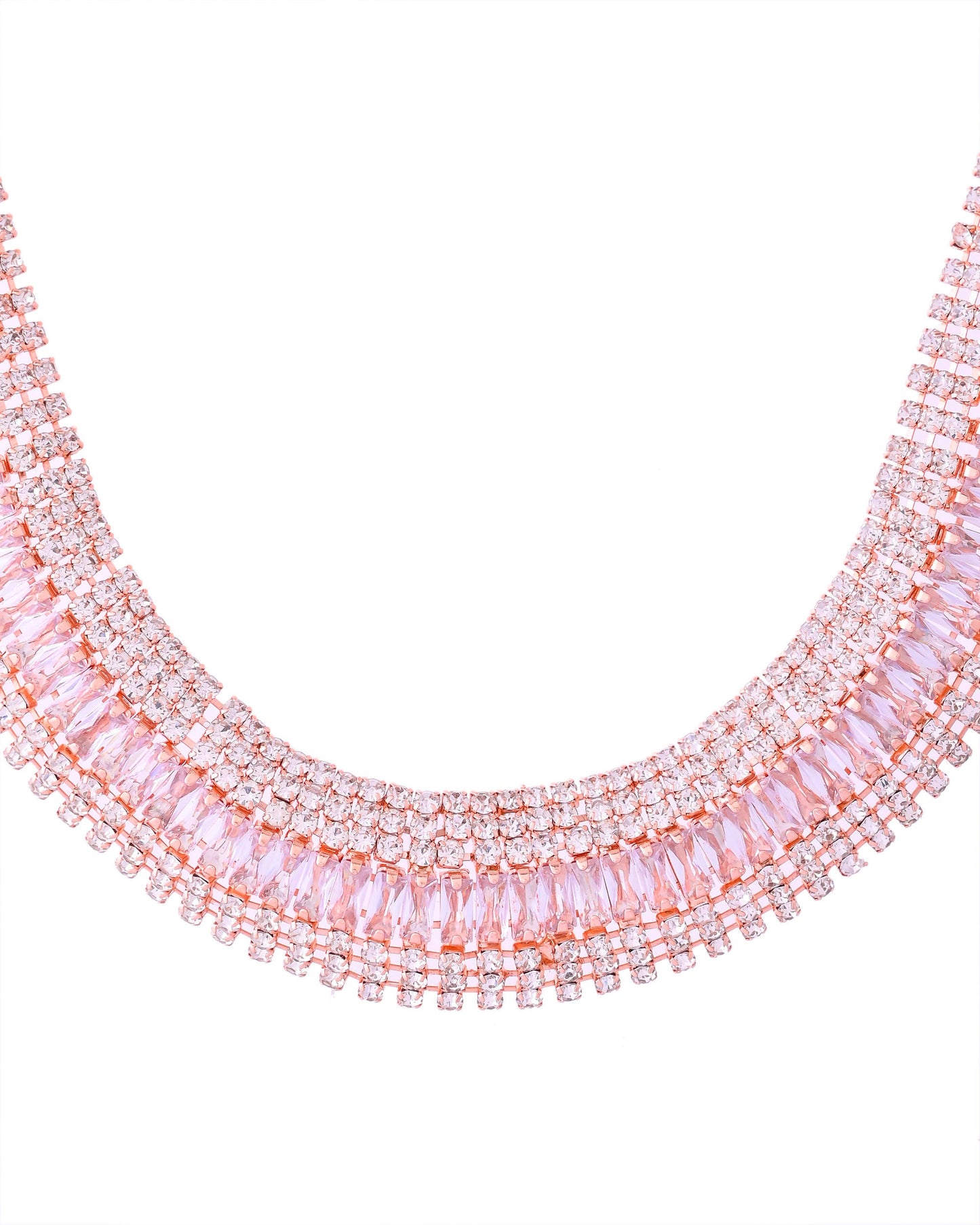 VOJ Rose Gold-Polished Artificial Stones Studded Choker Jewellery Set - Swadesiicart