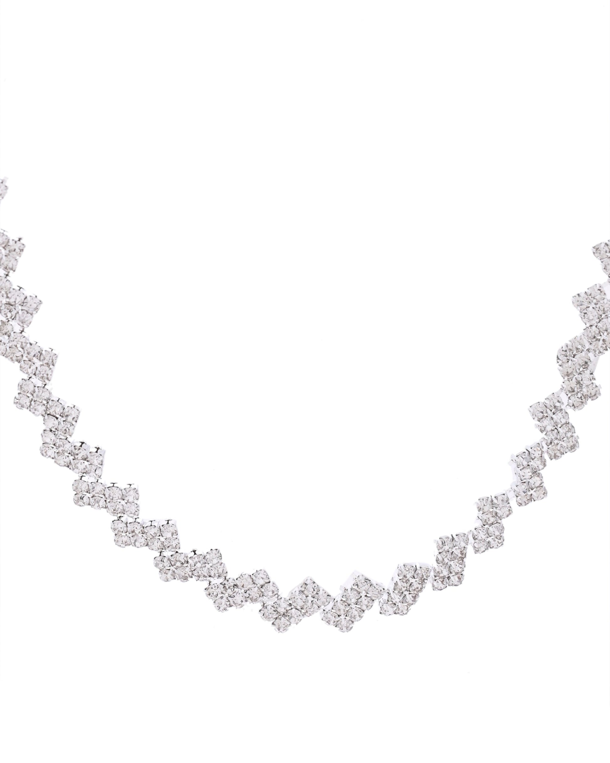 VOJ Silver Plated Stones Studded minimal Designed Jewellery Set - Swadesiicart
