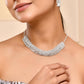 VOJ Silver-Plated Artificial Stones Studded Choker Jewellery Set - Swadesiicart