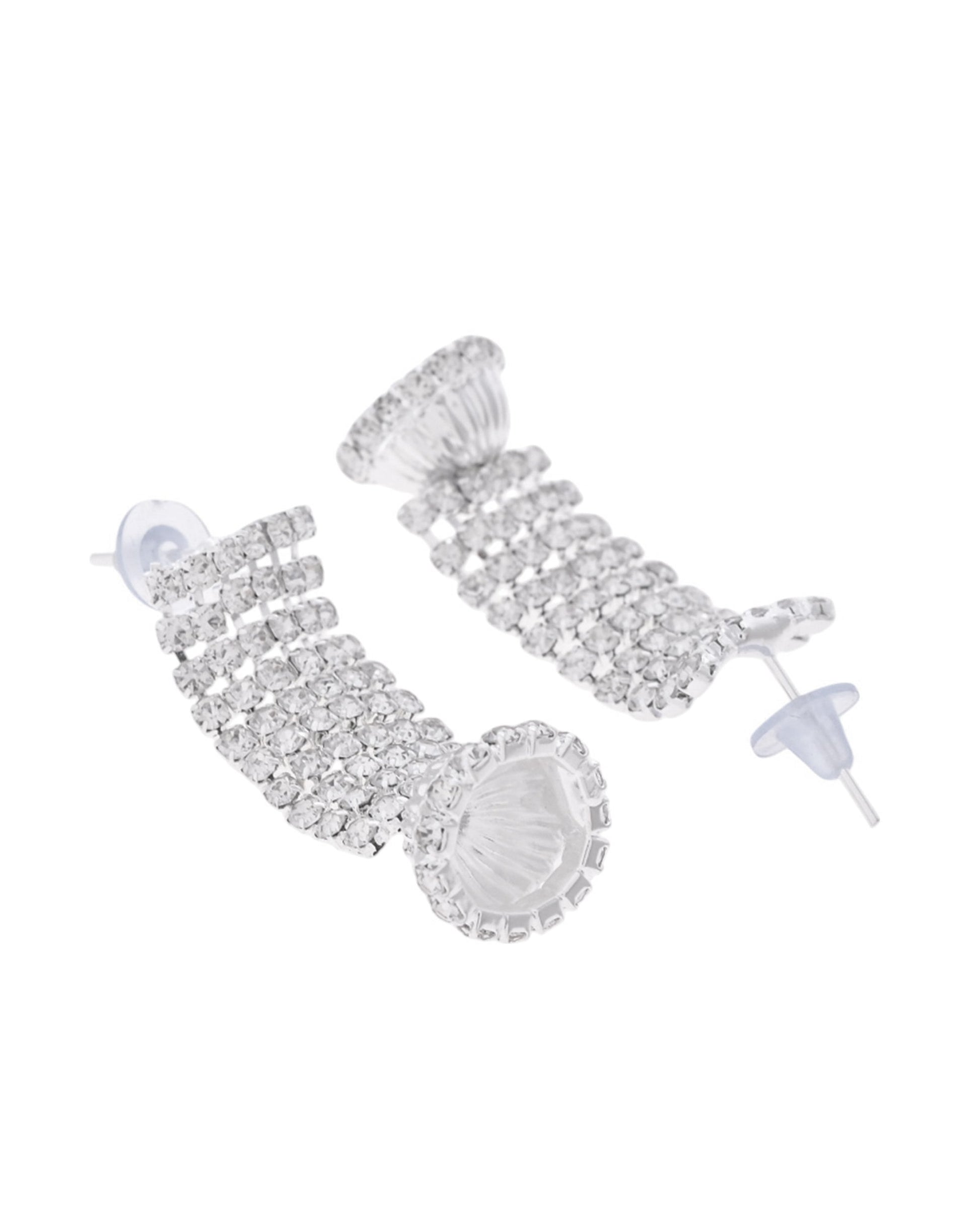 VOJ Silver-Plated Artificial Stones Studded Choker Jewellery Set - Swadesiicart