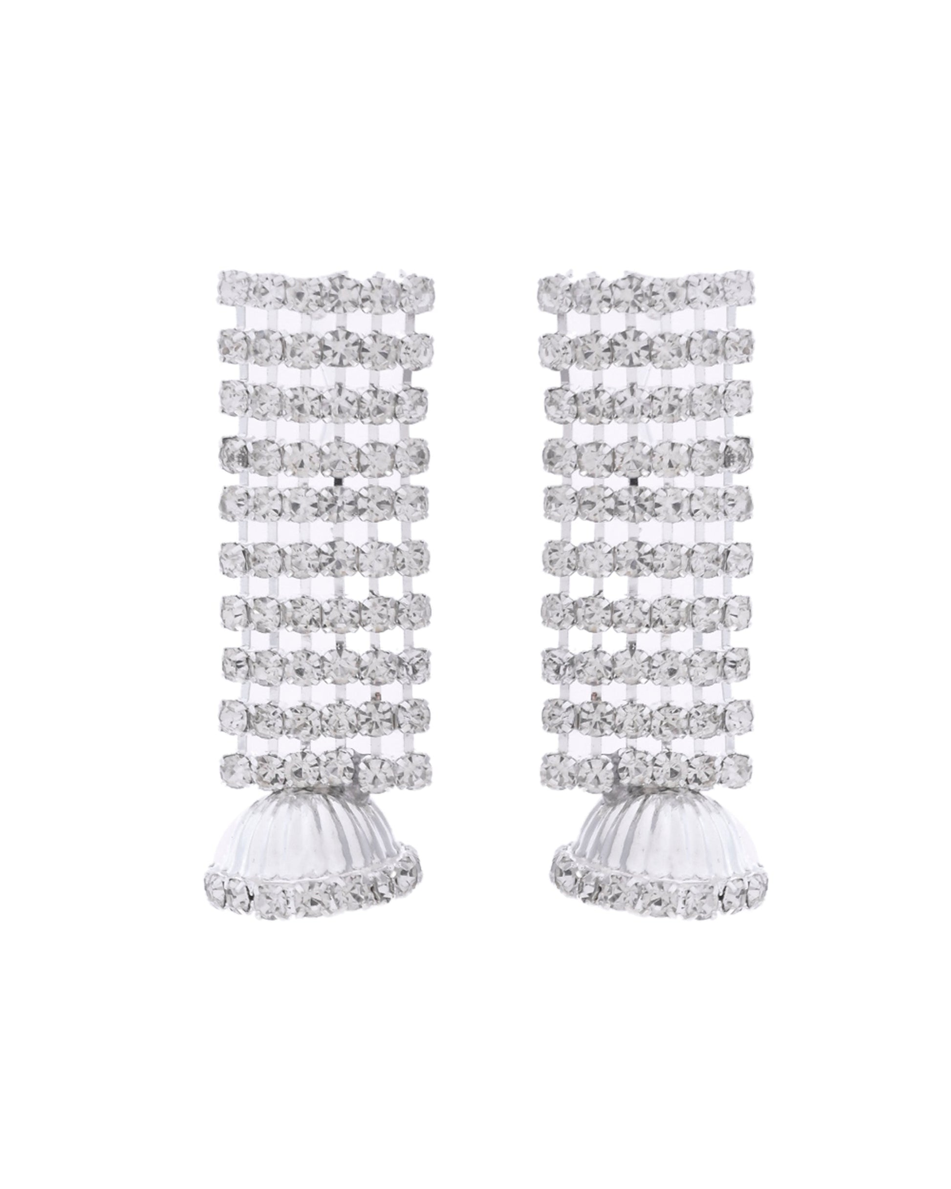 VOJ Silver-Plated Artificial Stones Studded Choker Jewellery Set - Swadesiicart