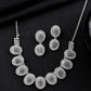 VOJ Silver-Plated Stones Studded Oval Shaped Jewellery Set - Swadesiicart