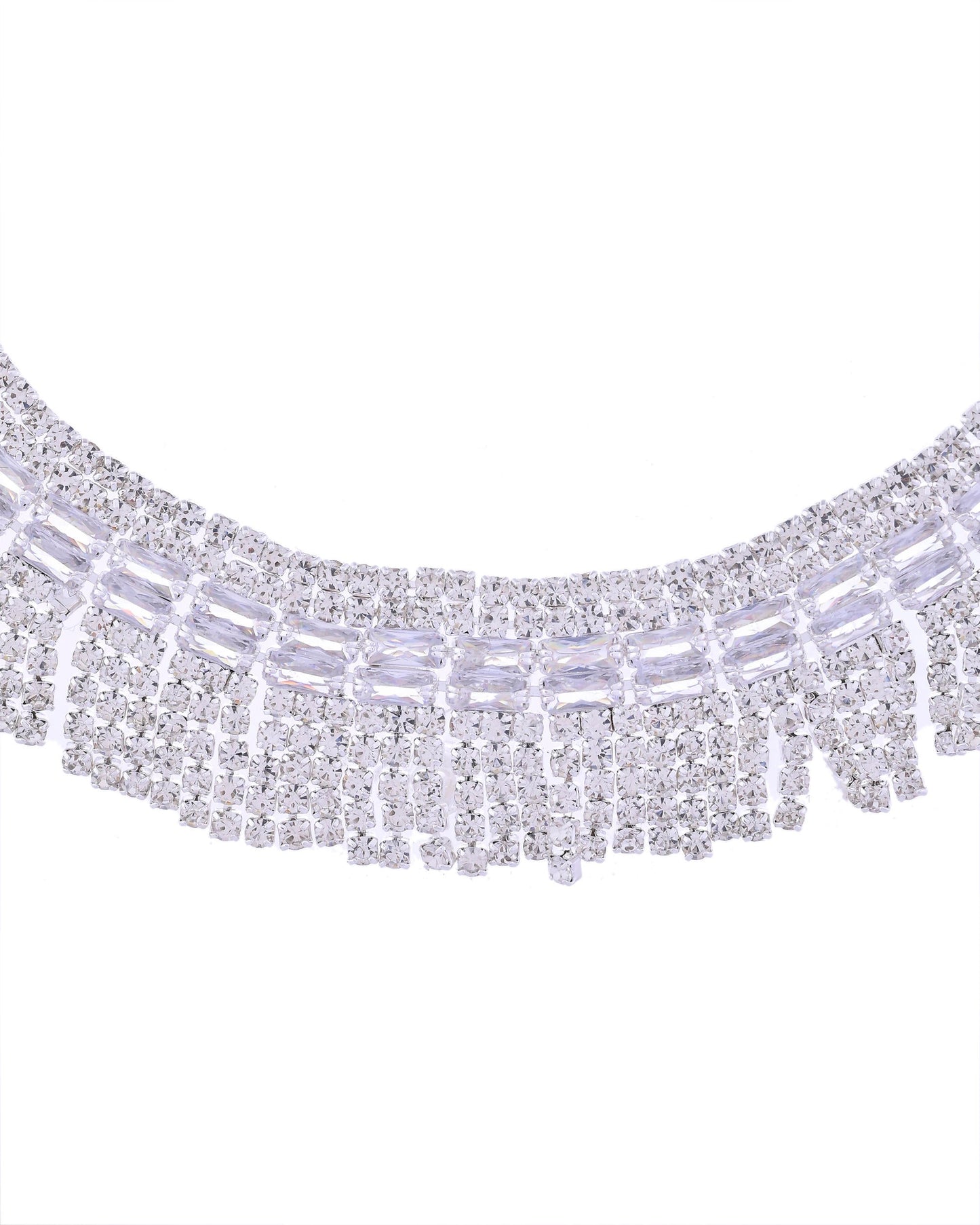 VOJ Silver-Plated Stones Studded Jewellery Set - Swadesiicart