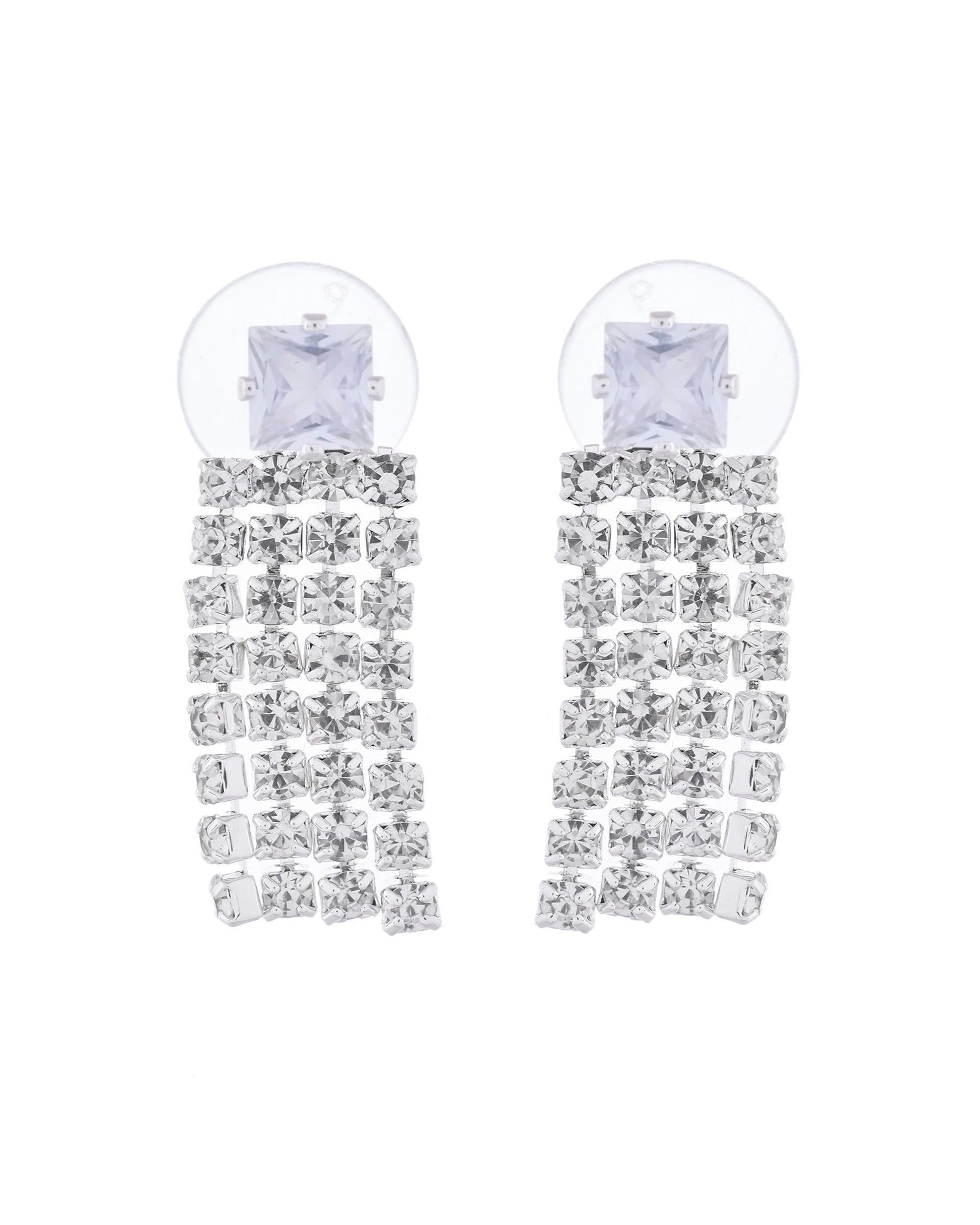 VOJ Silver-Plated Stones Studded Jewellery Set - Swadesiicart
