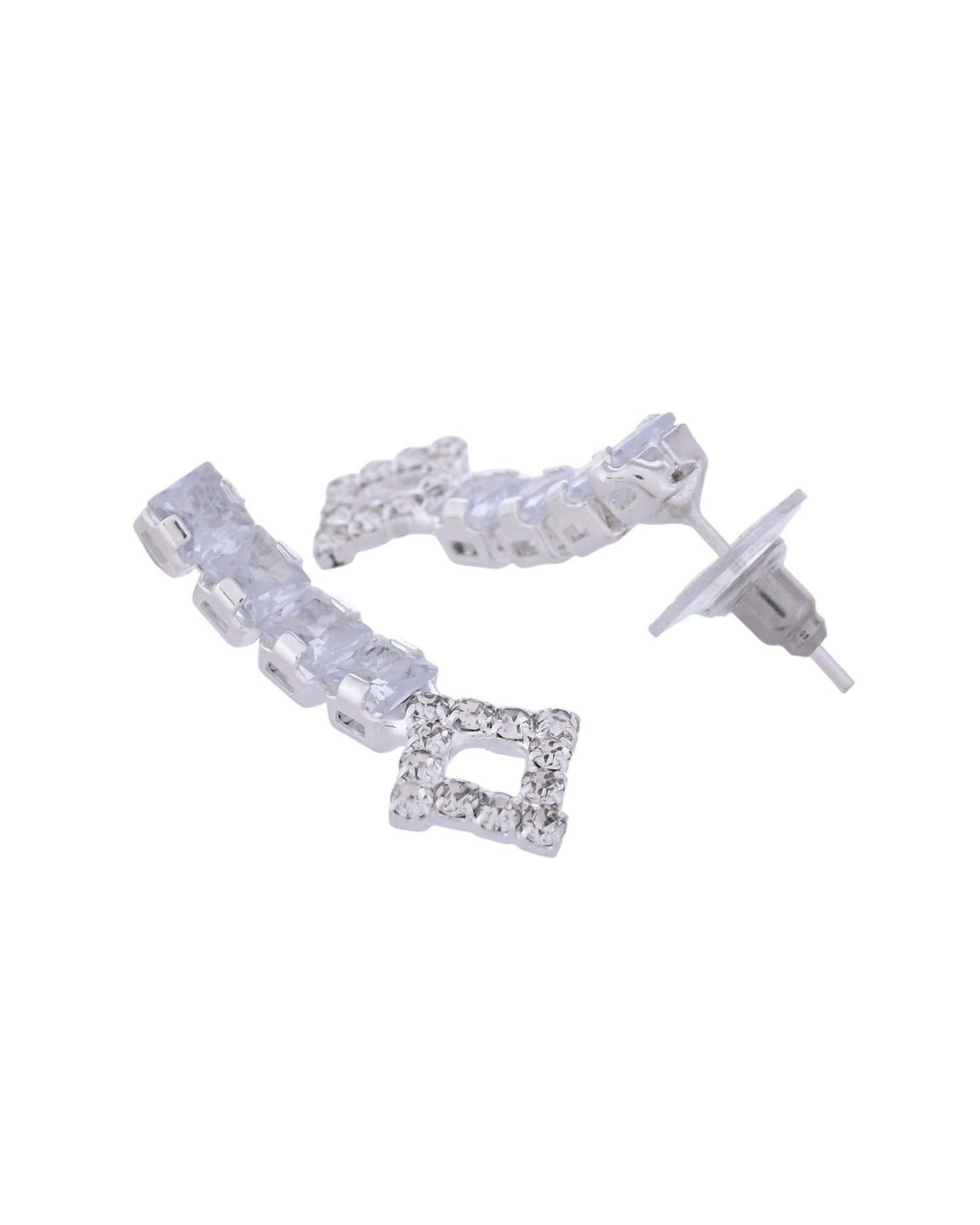 VOJ Silver-Plated Stones Studded Geomatrical Jewellery Set - Swadesiicart