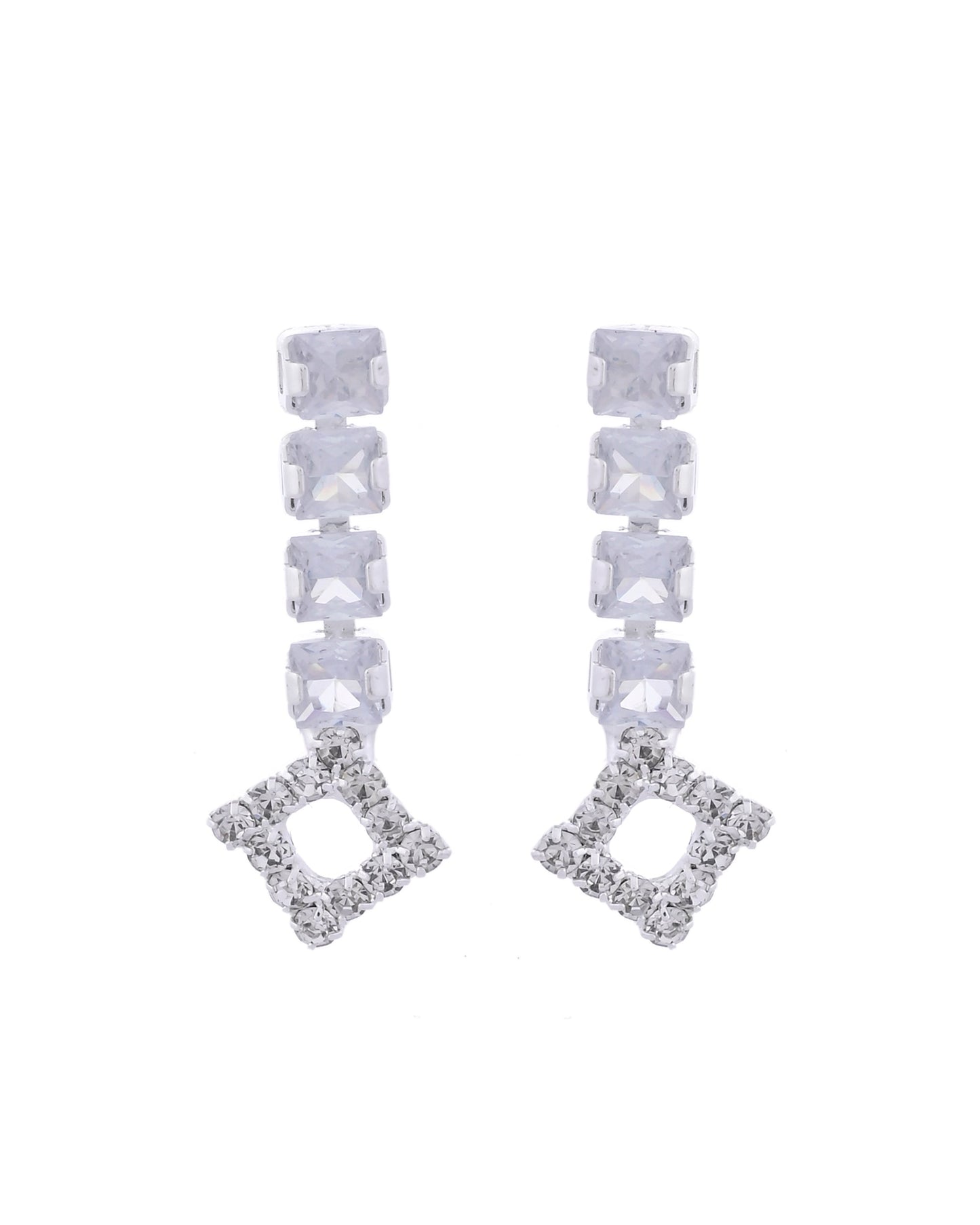 VOJ Silver-Plated Stones Studded Geomatrical Jewellery Set - Swadesiicart