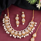 VOJ Gold-Polished Kundan Stones Studded Jewellery Set With Maang Tikka - Swadesiicart