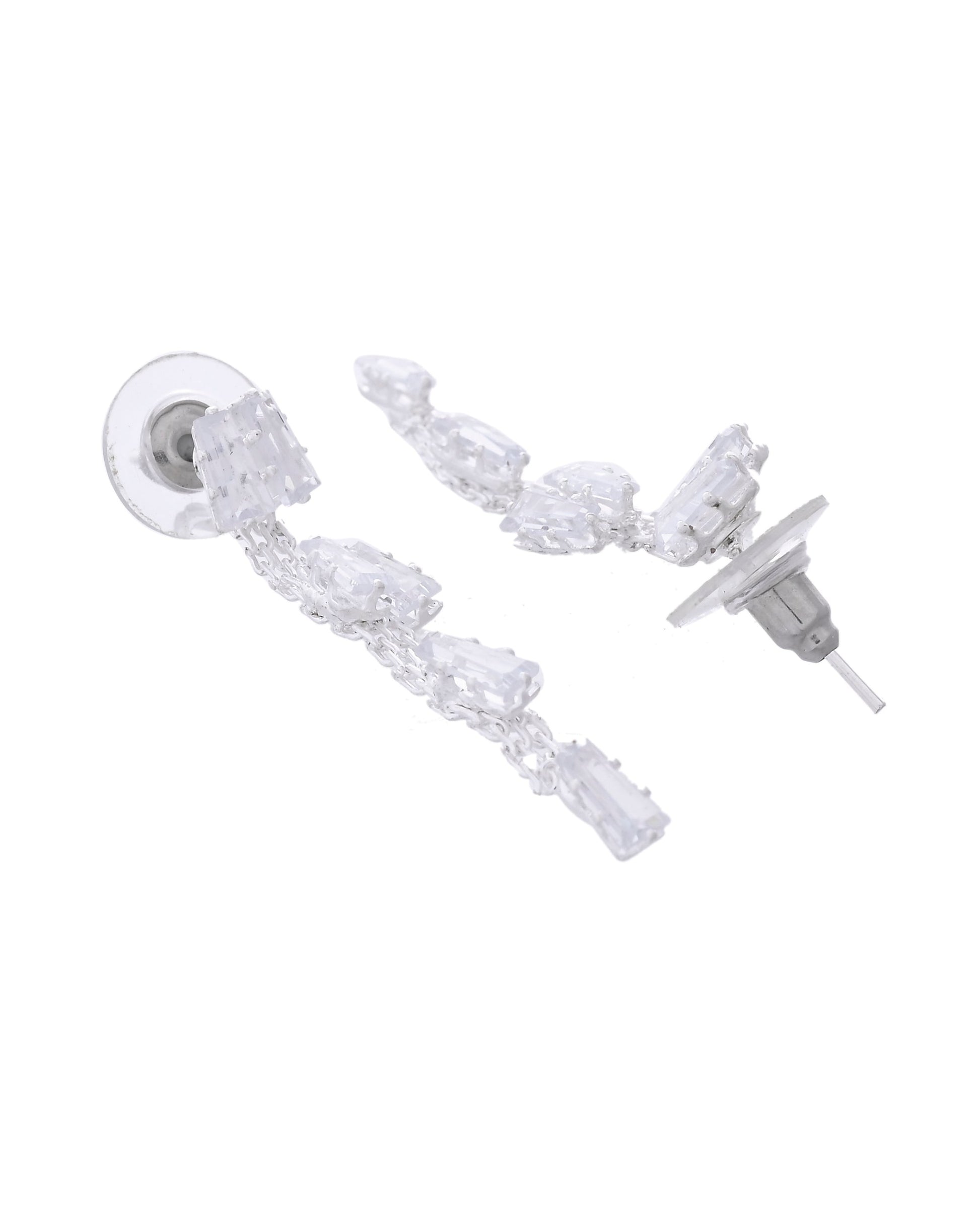 VOJ Silver Plated Artifical Stone Studded Necklace Set - Swadesiicart