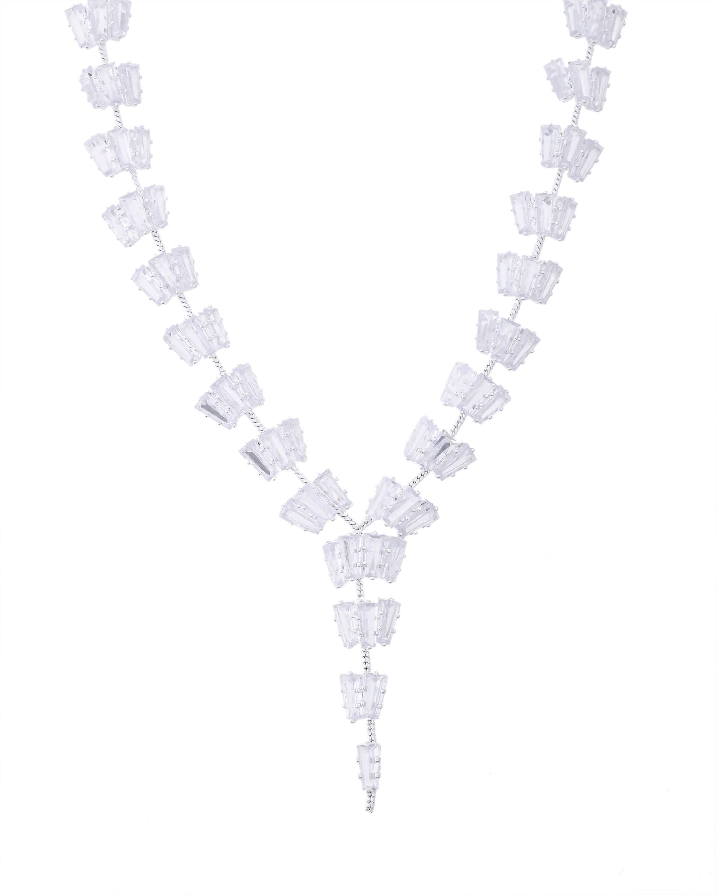 VOJ Silver Plated Artifical Stone Studded Necklace Set - Swadesiicart