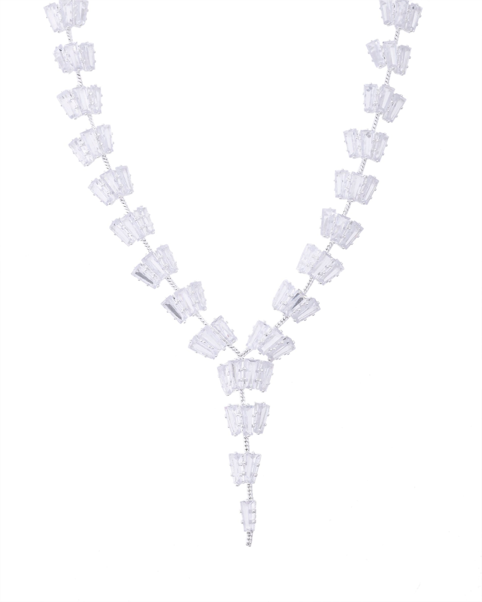 VOJ Silver Plated Artifical Stone Studded Necklace Set - Swadesiicart