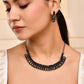 VOJ Black Circular Stone Studded Jewellery Set - Swadesiicart