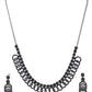 VOJ Black Circular Stone Studded Jewellery Set - Swadesiicart