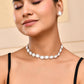VOJ Silver Plated Pearl and Stones Studded Oval Shaped Jewellery Set - Swadesiicart