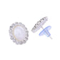 VOJ Silver Plated Pearl and Stones Studded Oval Shaped Jewellery Set - Swadesiicart