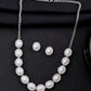 VOJ Silver Plated Pearl and Stones Studded Oval Shaped Jewellery Set - Swadesiicart