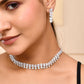 VOJ Silver Plated CZ Stones Studded Necklace Set - Swadesiicart