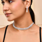 VOJ Silver Plated CZ Stones Studded Necklace Set - Swadesiicart