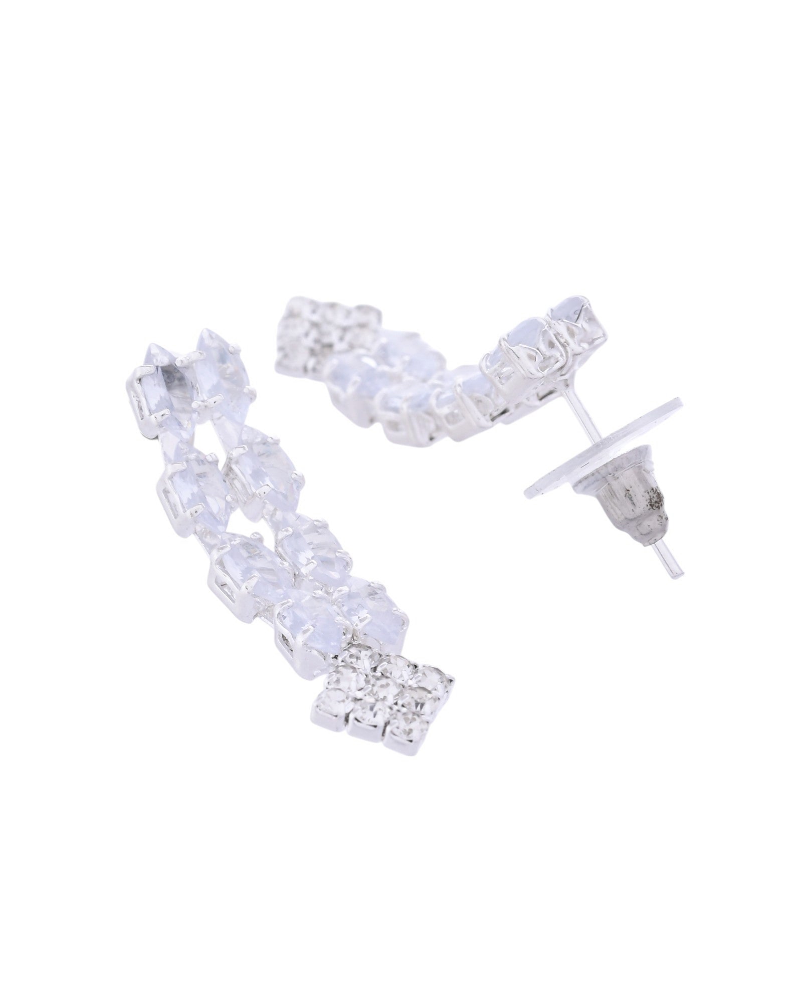 VOJ Silver Plated CZ Stones Studded Necklace Set - Swadesiicart